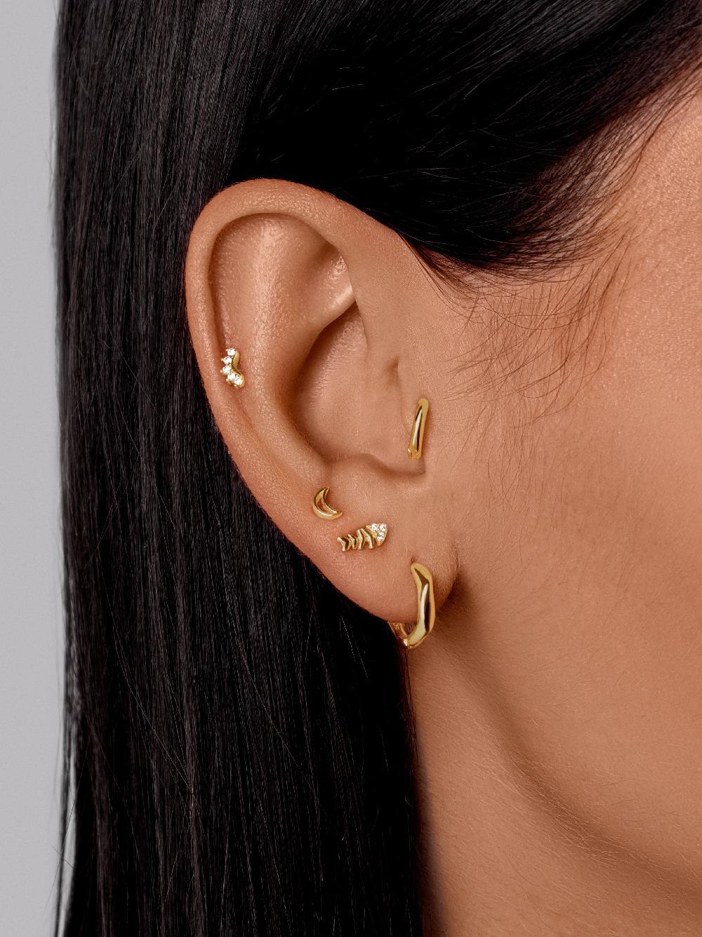 Singularu Pendiente Suelto Fishbone Spark Plata Baño Oro