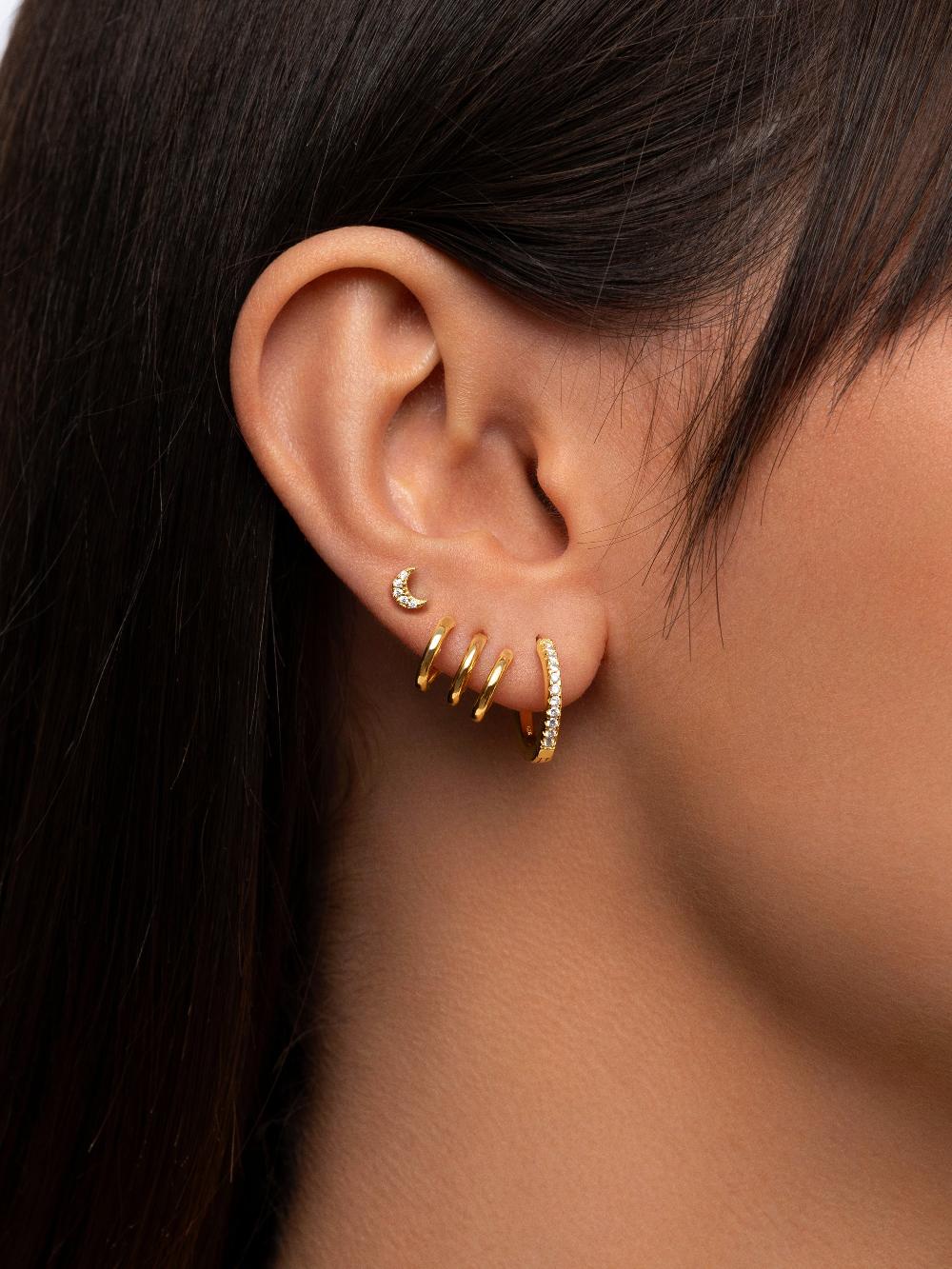 Singularu Pendiente Suelto Mini Moon Spark Plata Baño Oro