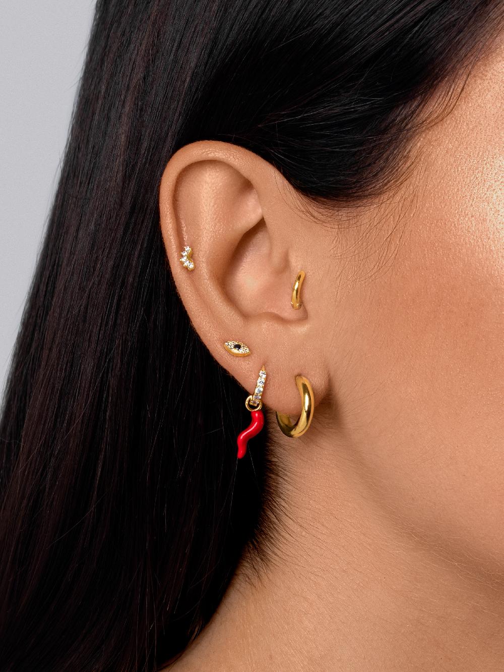 Singularu Pendiente Suelto Ojo De Horus Plata Baño Oro