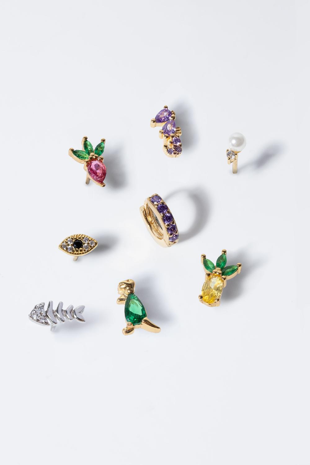 Singularu Pendiente Suelto Ojo De Horus Plata Baño Oro