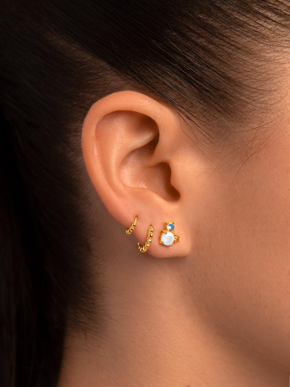 Singularu Pendiente Suelto Pebbles XS Plata Baño Oro