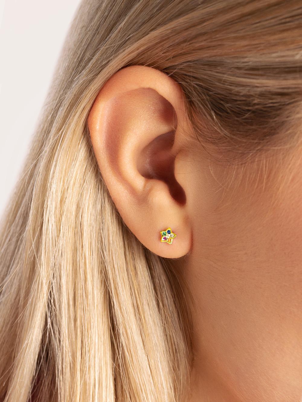 Singularu Pendiente Suelto Star Colors Plata Baño Oro