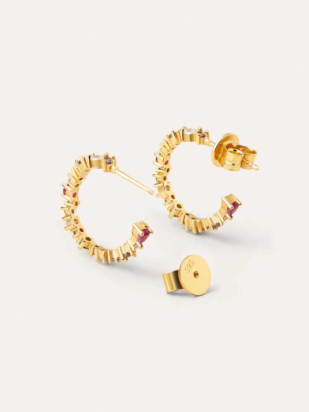 Singularu Pendientes Aro Estellar Colors Plata Baño Oro