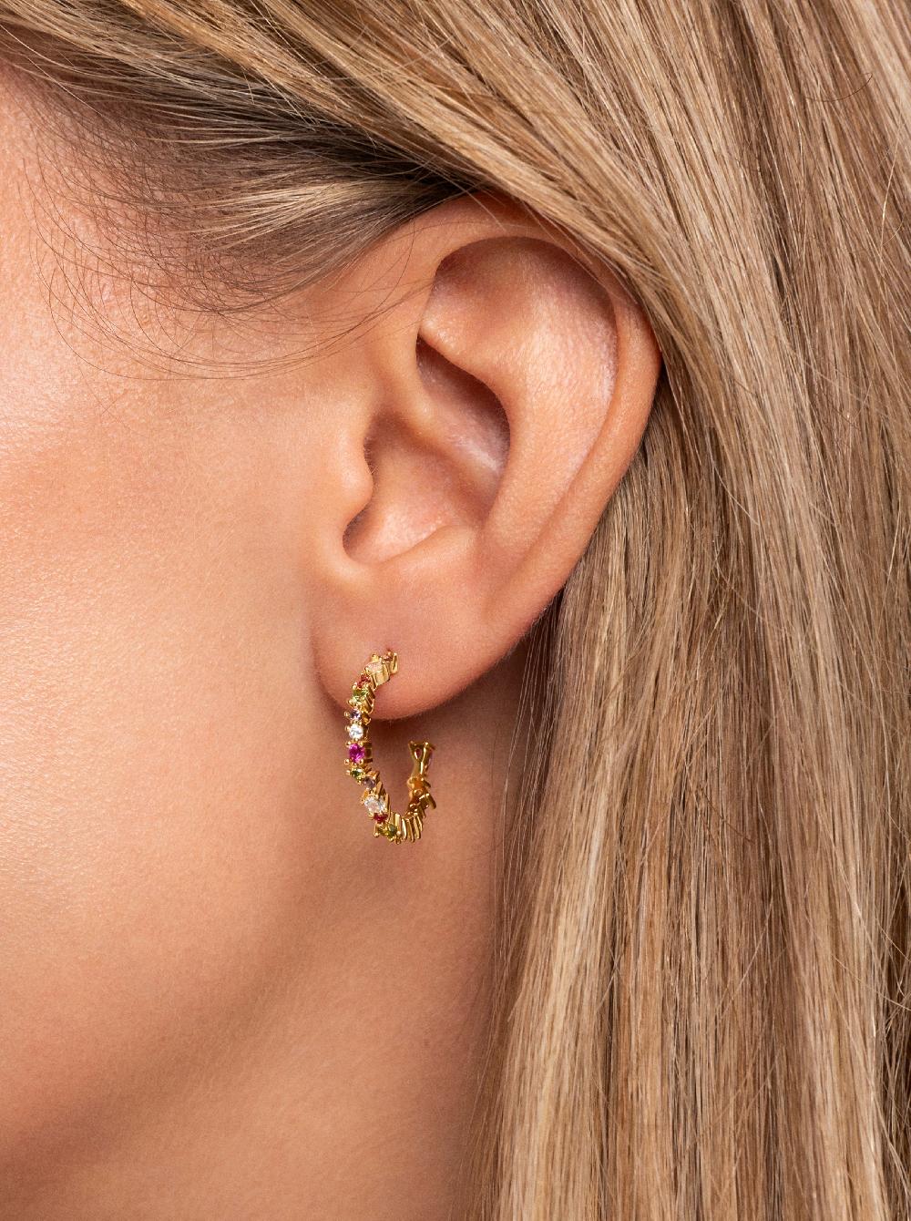 Singularu Pendientes Aro Estellar Colors Plata Baño Oro