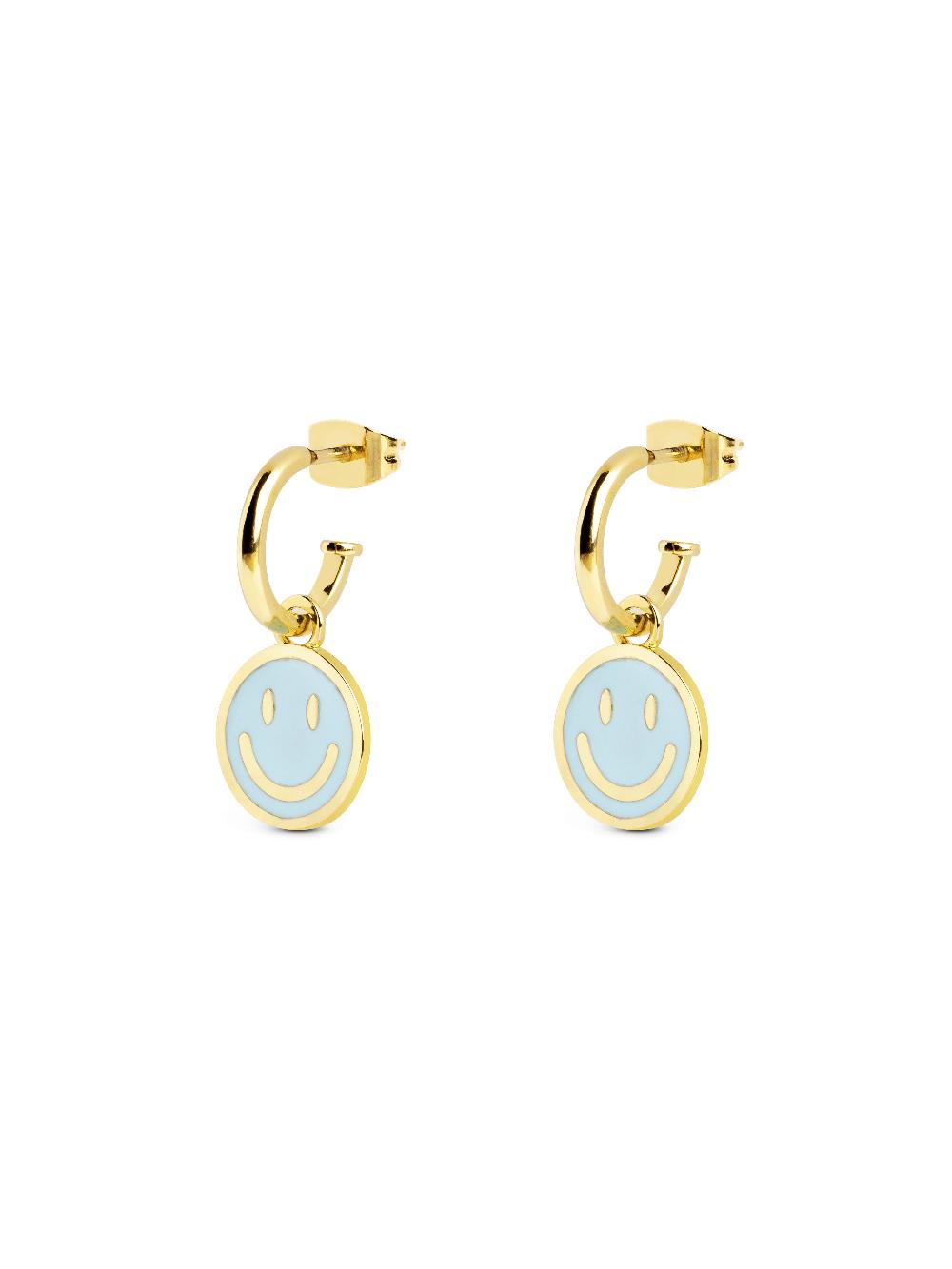 Singularu Pendientes Aro Smiley Sky Enamel Baño Oro