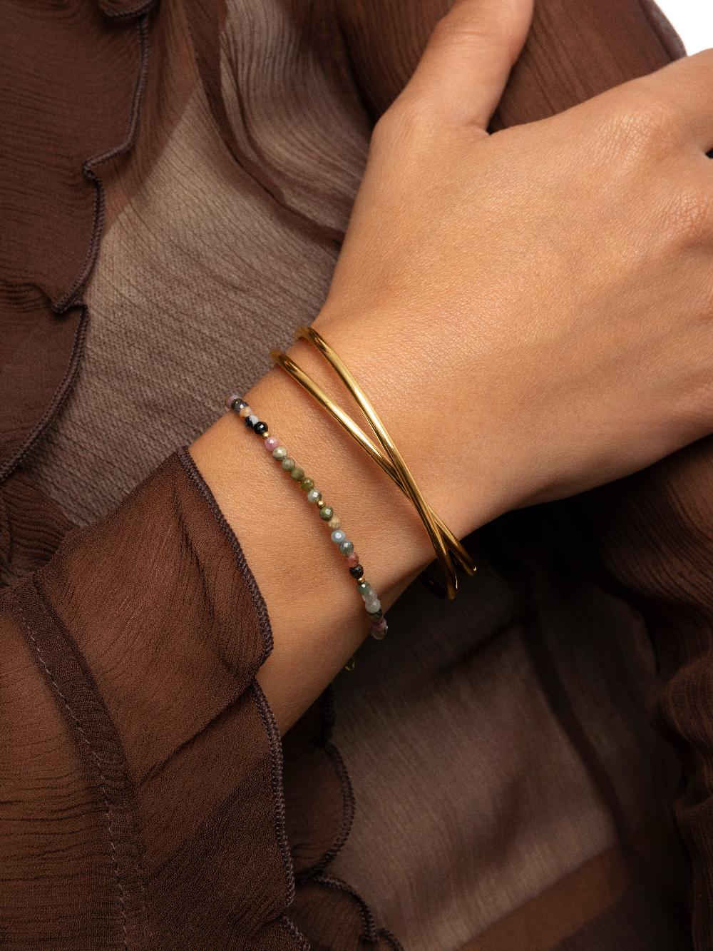 Singularu Pulsera Altea Dots Tourmaline Syra Acero Baño Oro