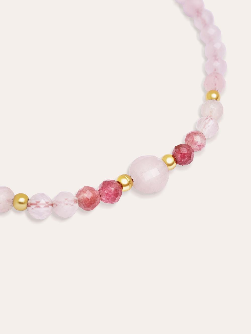 Singularu Pulsera Amulet Rose Quartz Acero Baño Oro