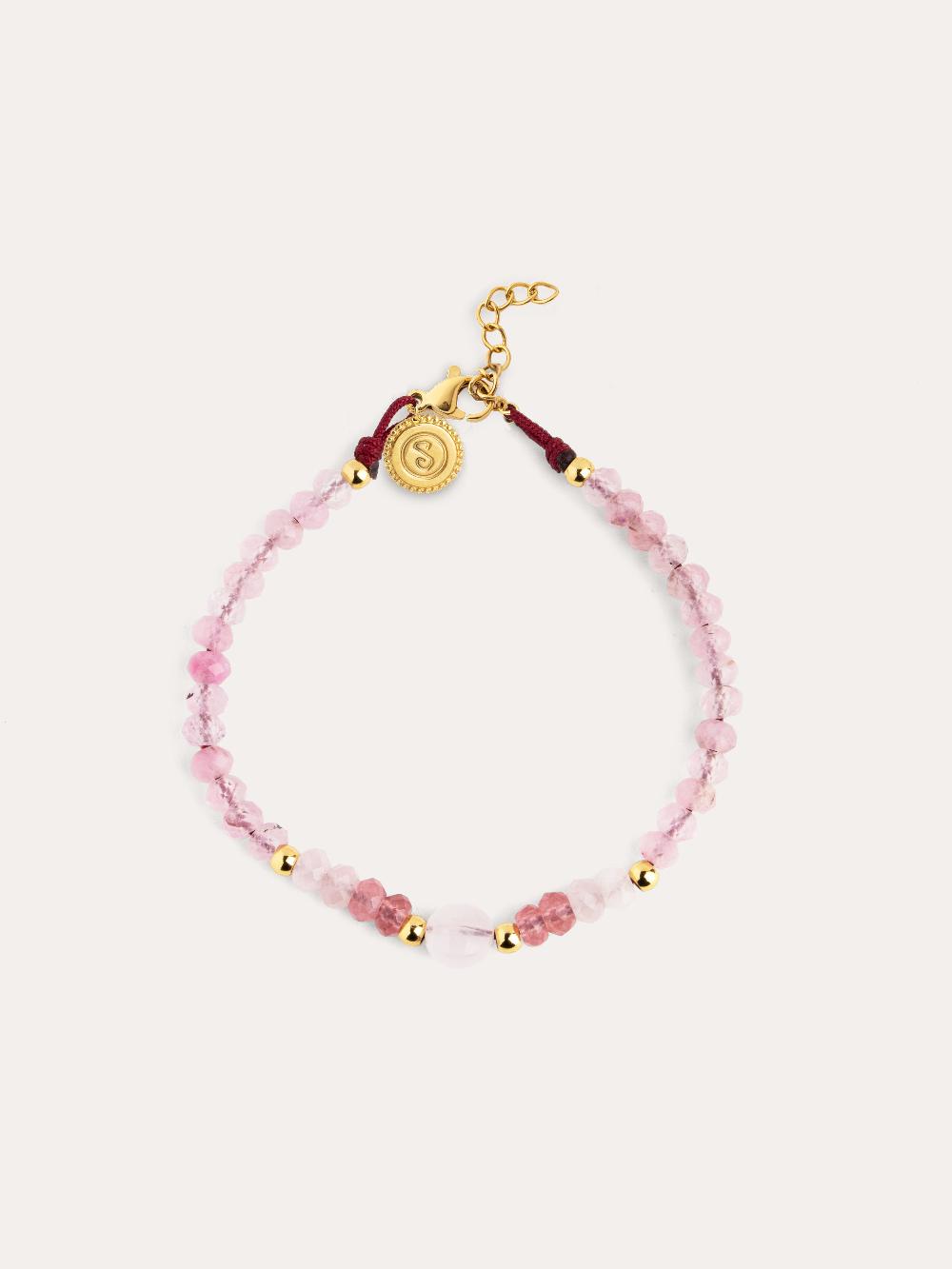 singularu Pulsera Amulet Rose Quartz Acero Baño Oro