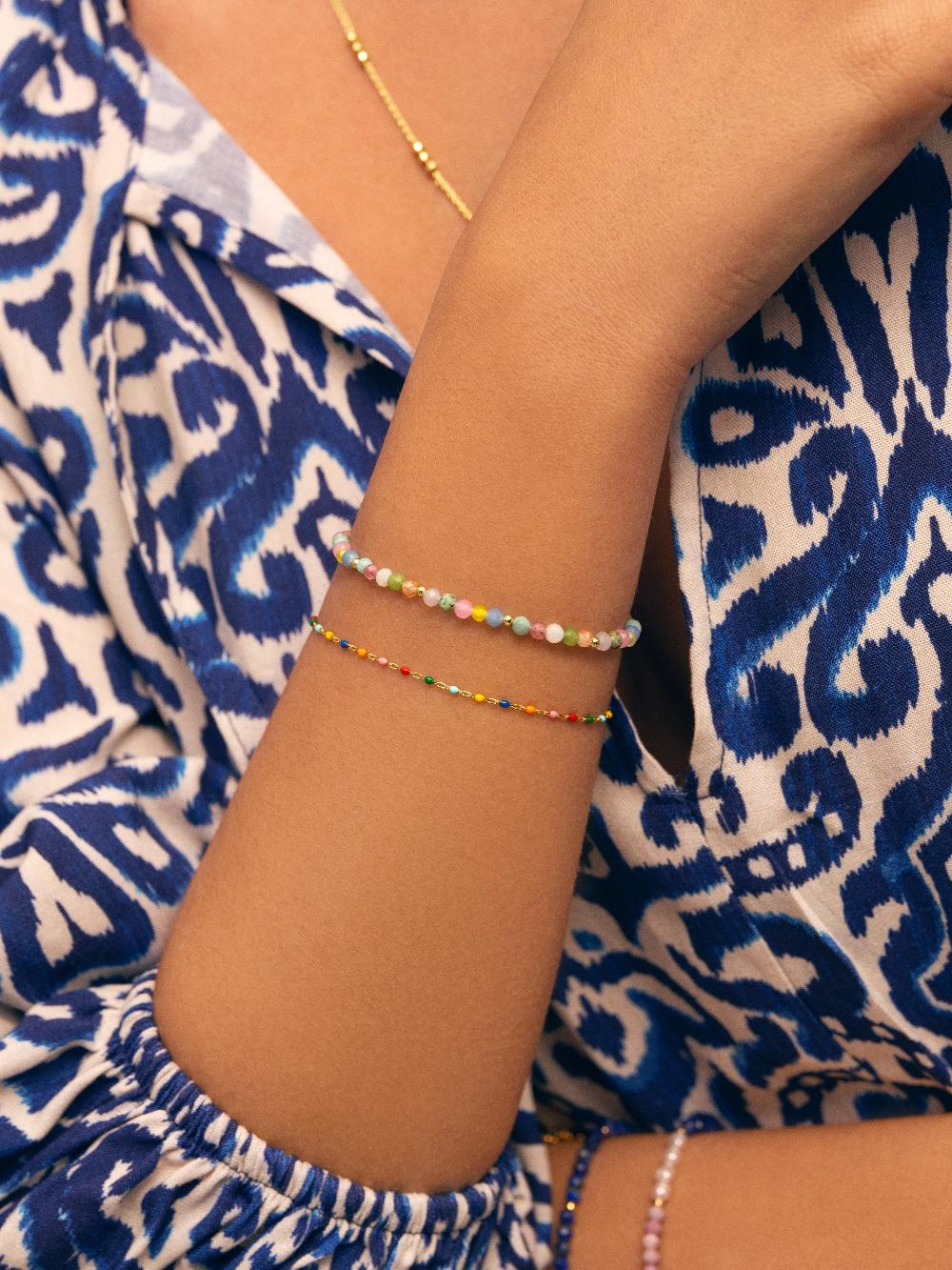 Singularu Pulsera Dots Colors Enamel Plata Baño Oro