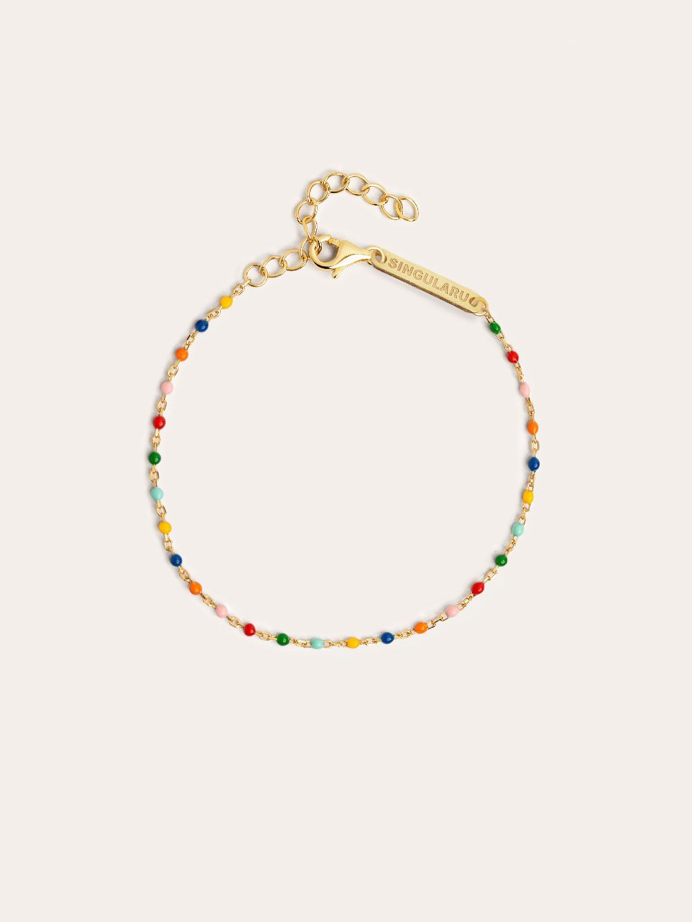 singularu Pulsera Dots Colors Enamel Plata Baño Oro