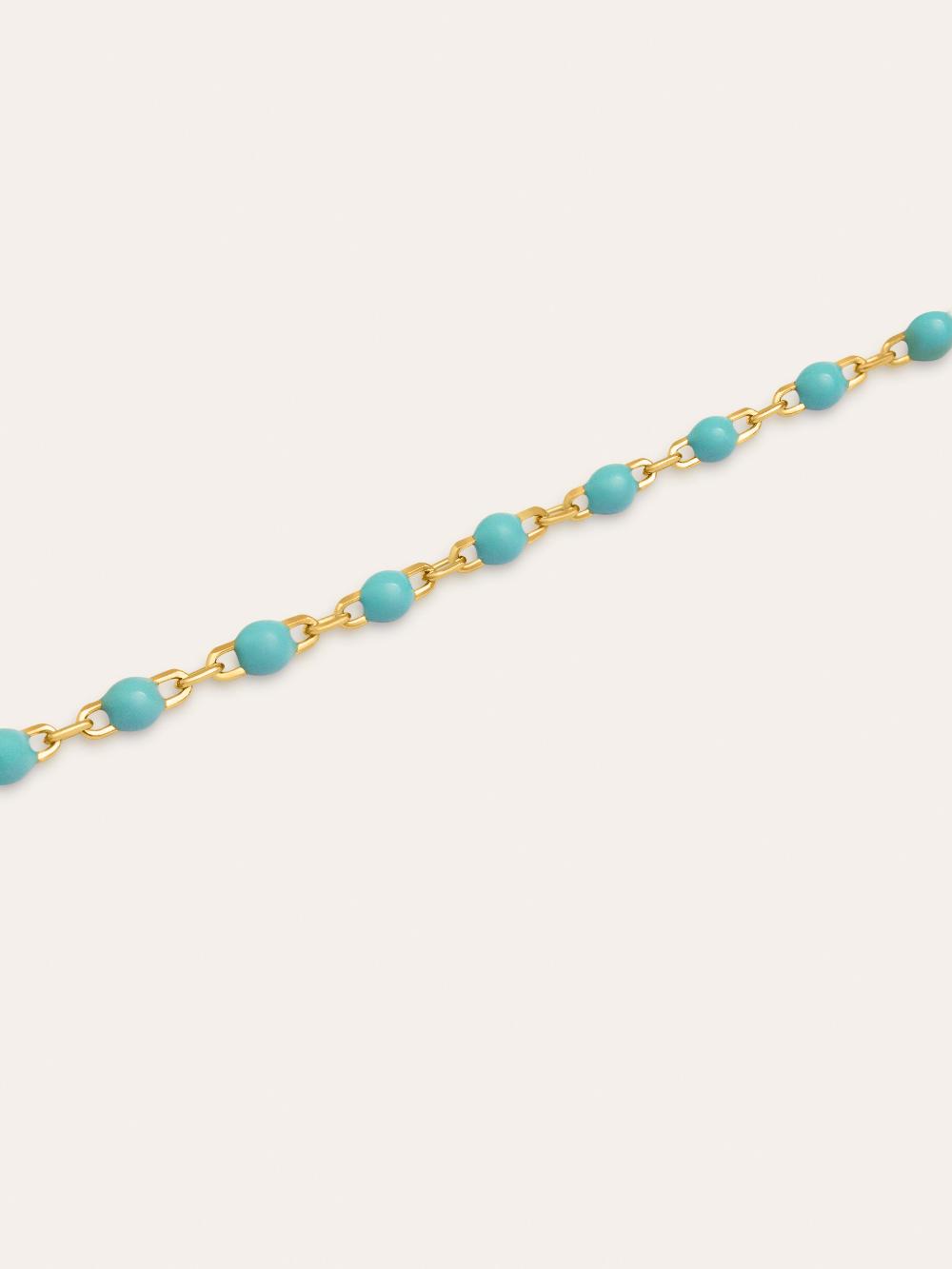 Singularu Pulsera Dots Turquoise Enamel Plata Baño Oro