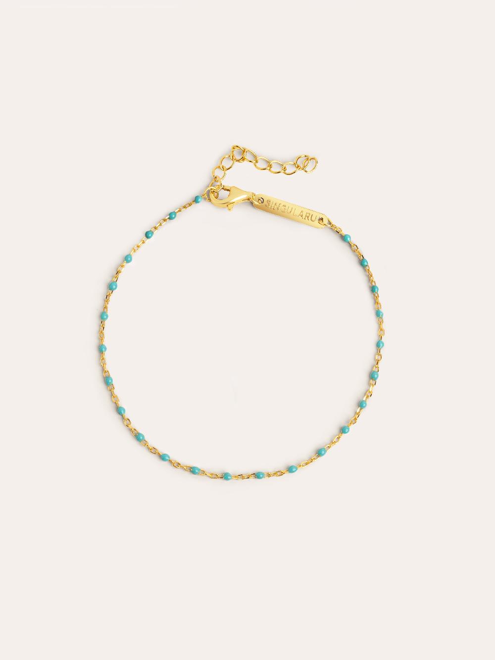 singularu Pulsera Dots Turquoise Enamel Plata Baño Oro