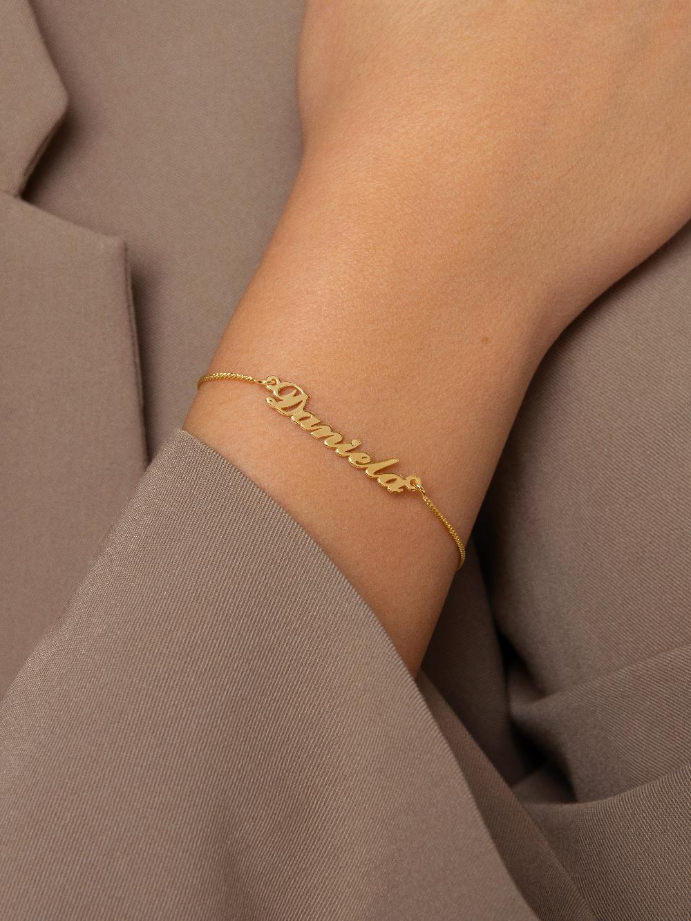 Singularu Pulsera Personalizada Carrie Plata Baño Oro