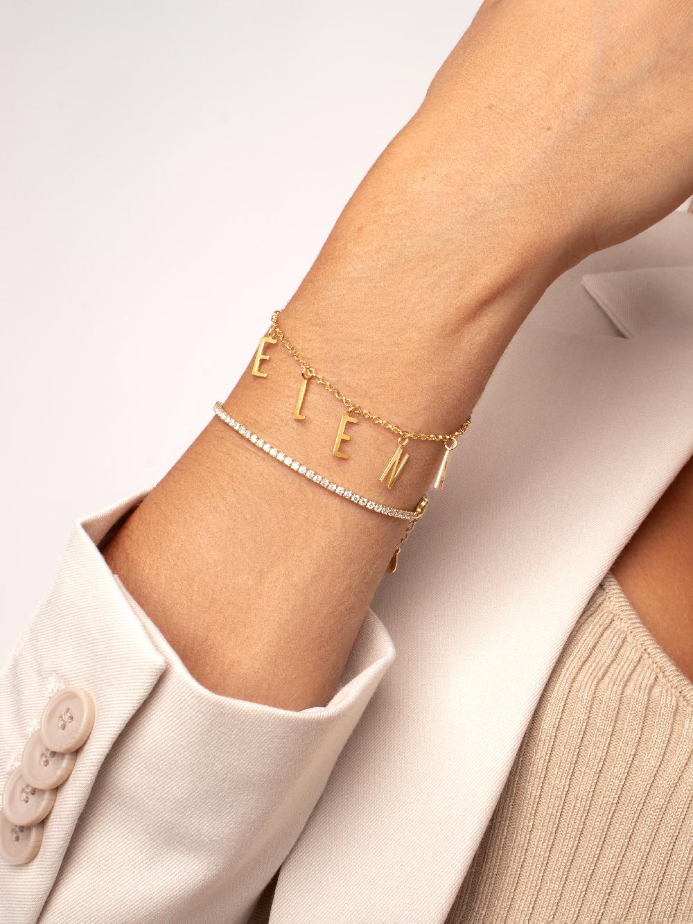 Singularu Pulsera Personalizada Letters Plata Baño Oro