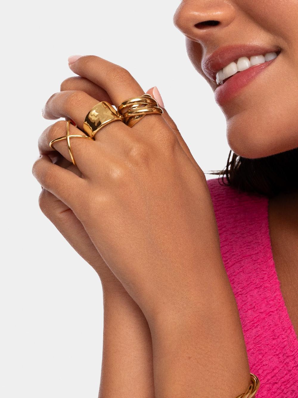 Singularu Anillo 4Ever Plata Baño Oro