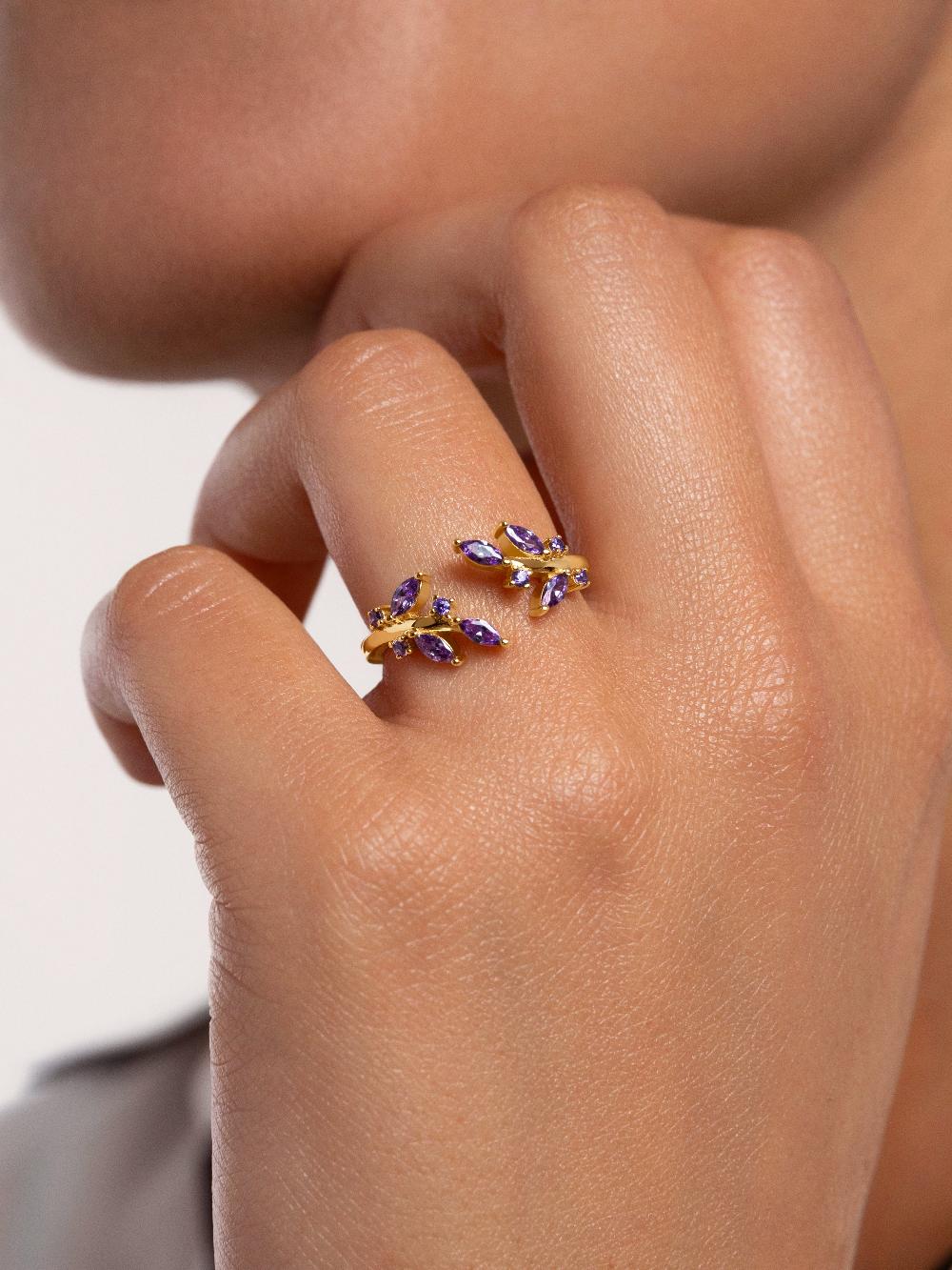 Singularu Anillo Buganvilla Plata Baño Oro