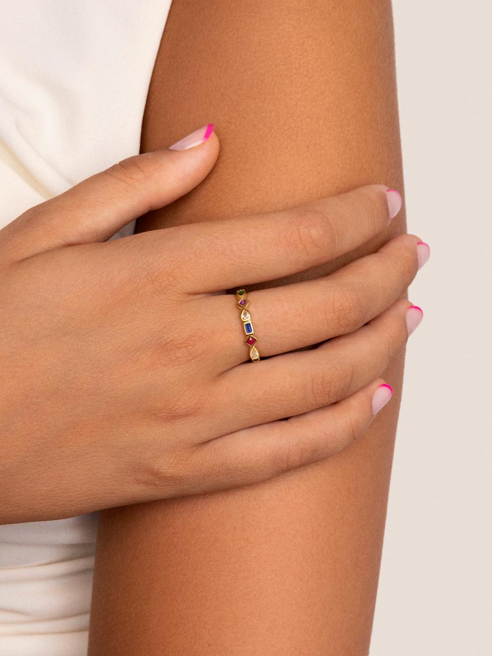 Singularu Anillo Cascade Plata Baño Oro