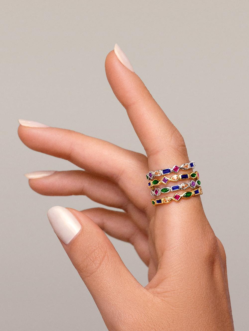 Singularu Anillo Cascade Plata Baño Oro