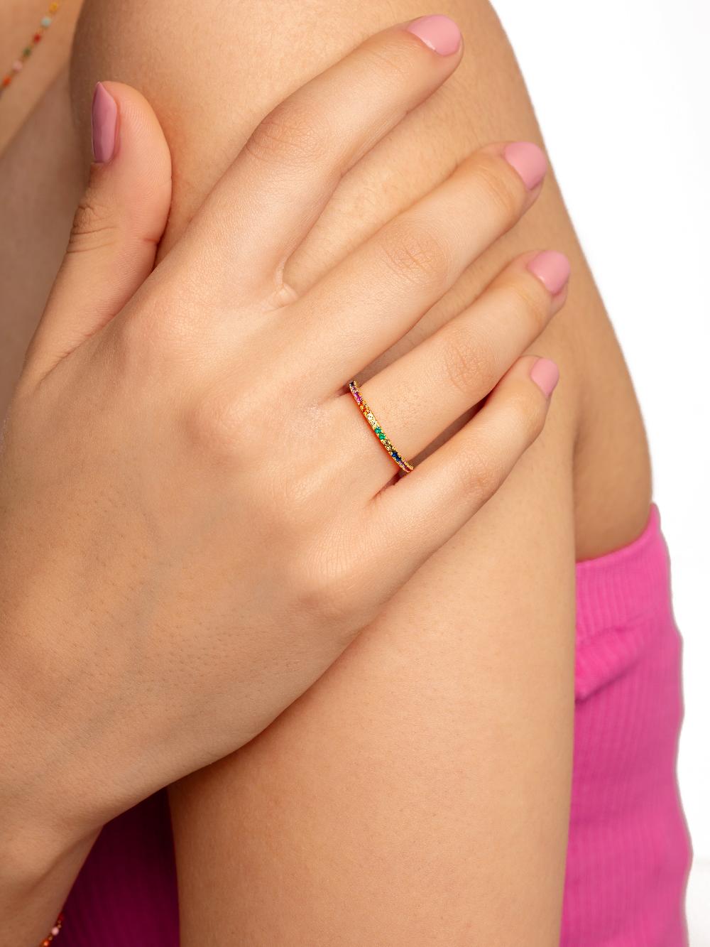 Singularu Anillo Cleo Colors Plata Baño Oro