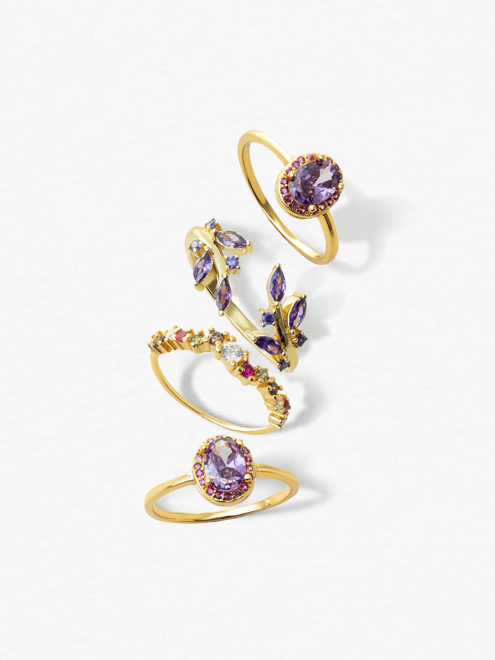 Singularu Anillo Estellar Colors Plata Baño Oro