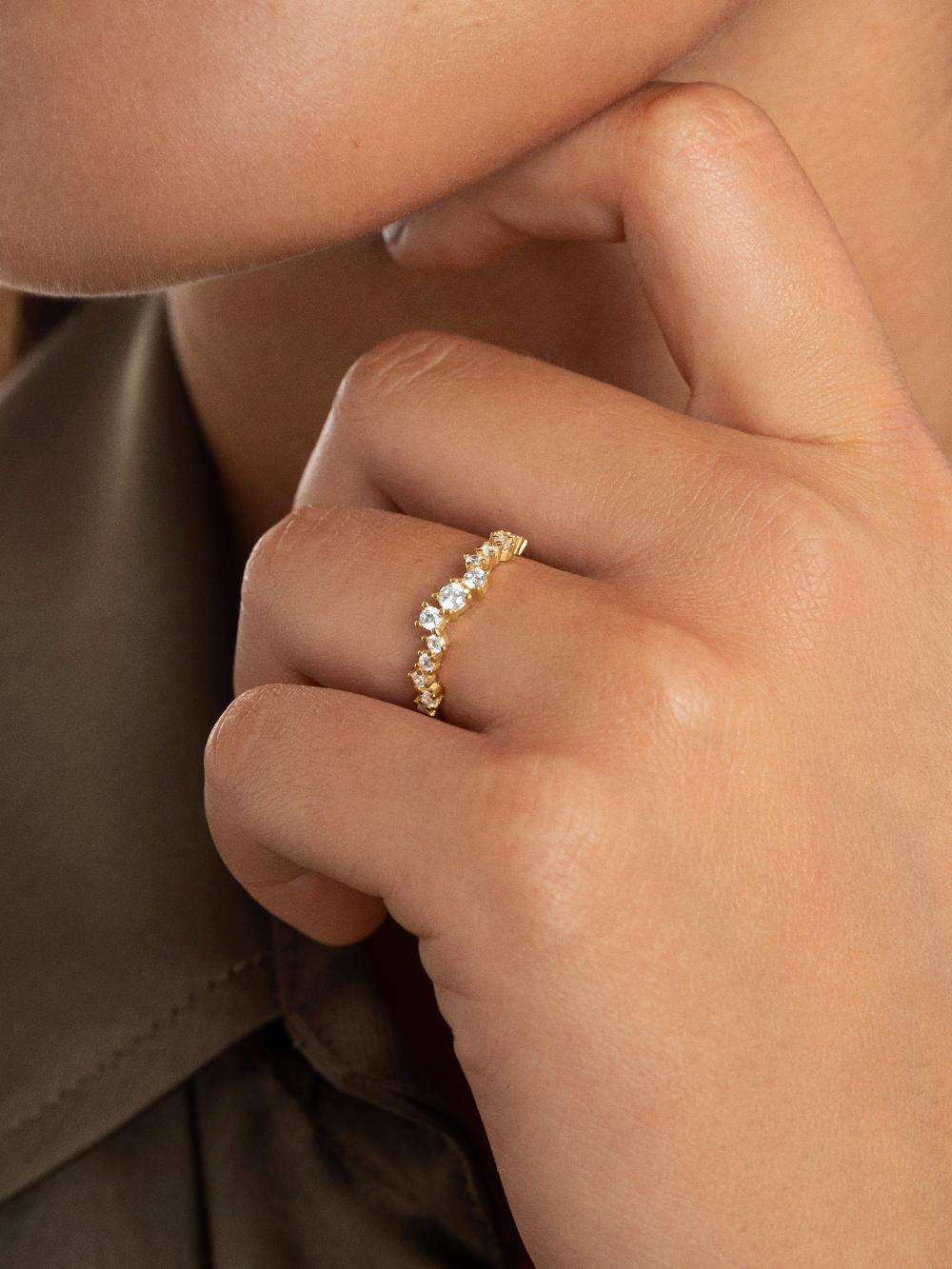 Singularu Anillo Estellar Plata Baño Oro