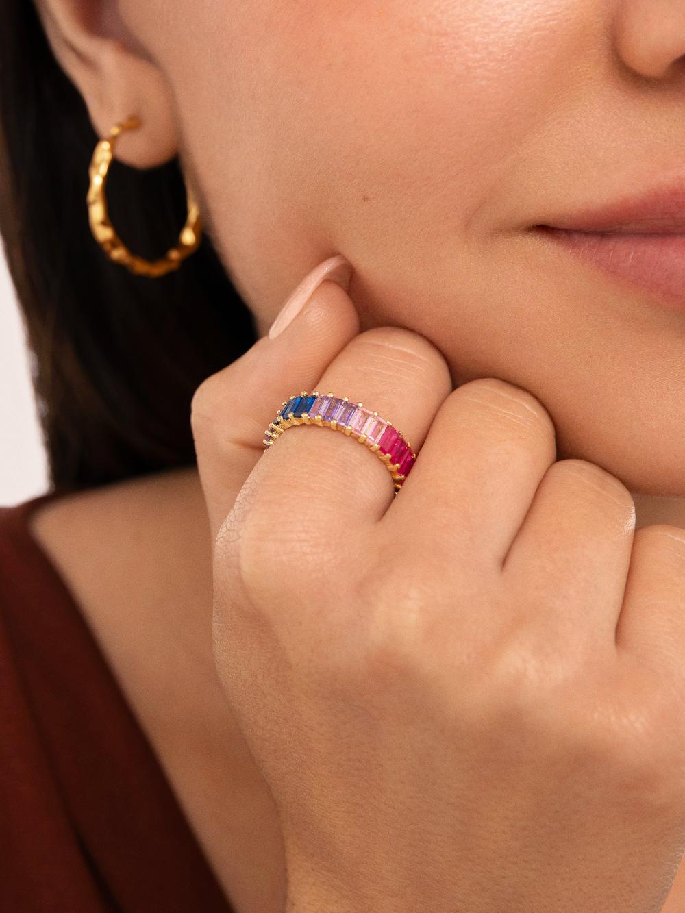 Singularu Anillo Sia Berries Plata Baño Oro