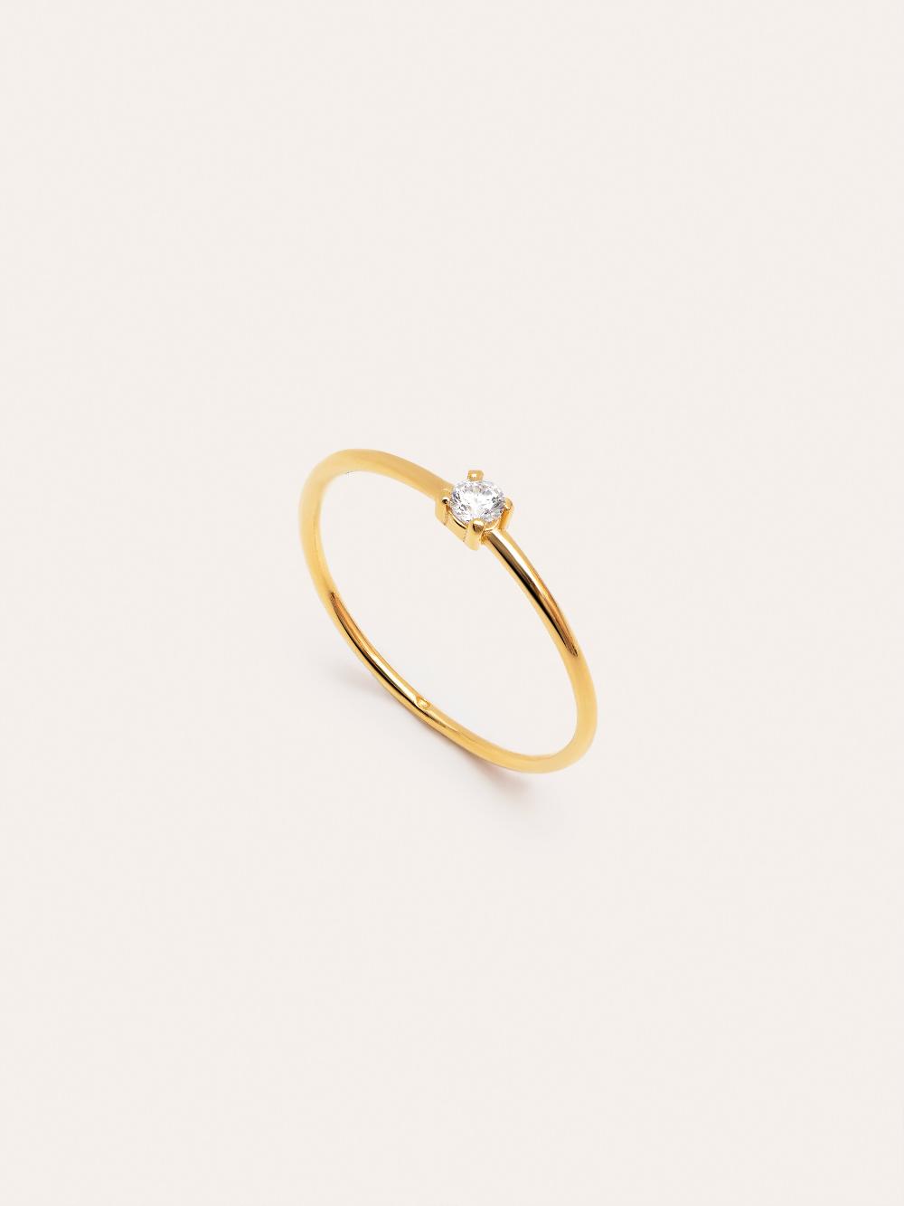 Singularu Anillo Single Spark Plata Baño Oro