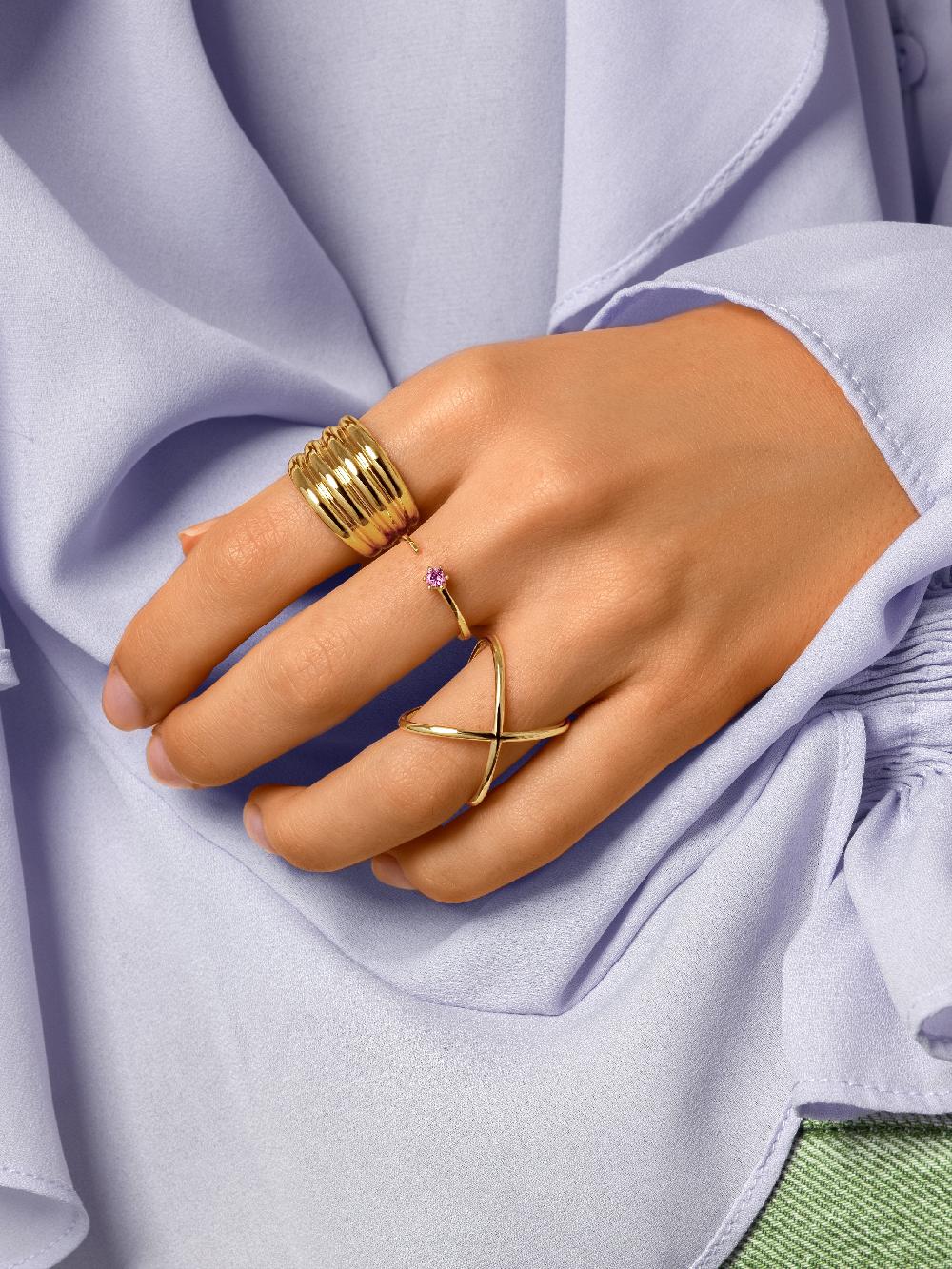 Singularu Anillo Sophie Lavande Plata Baño Oro