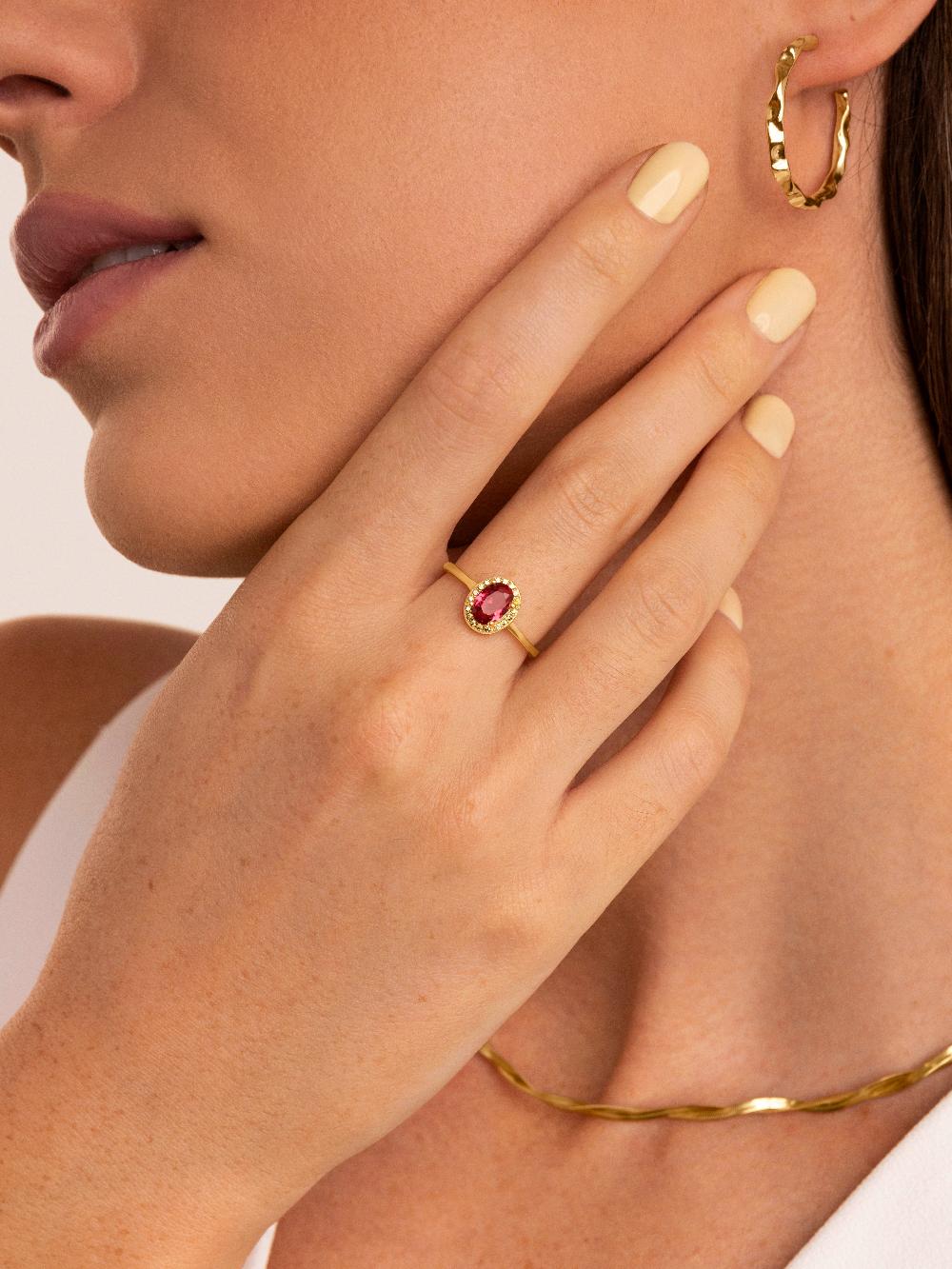 Singularu Anillo Strawberry Colors Plata Baño Oro