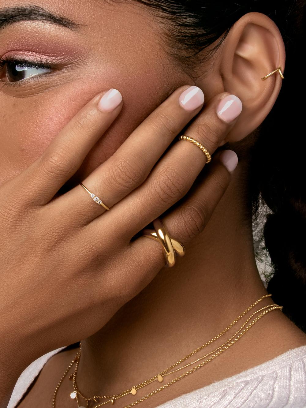 Singularu Anillo Trini Spark Plata Baño Oro