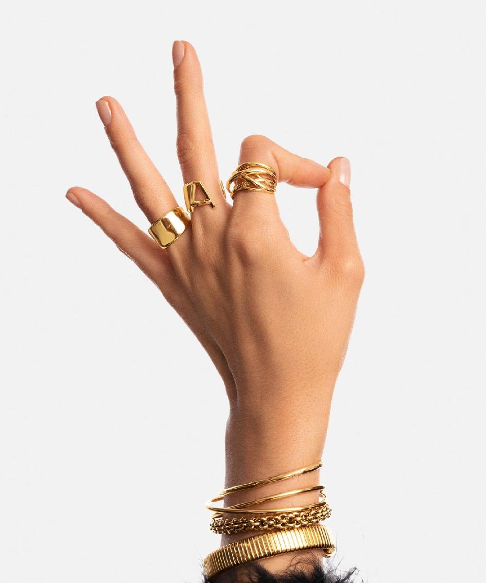 Singularu Anillo Triple Cross Baño Oro