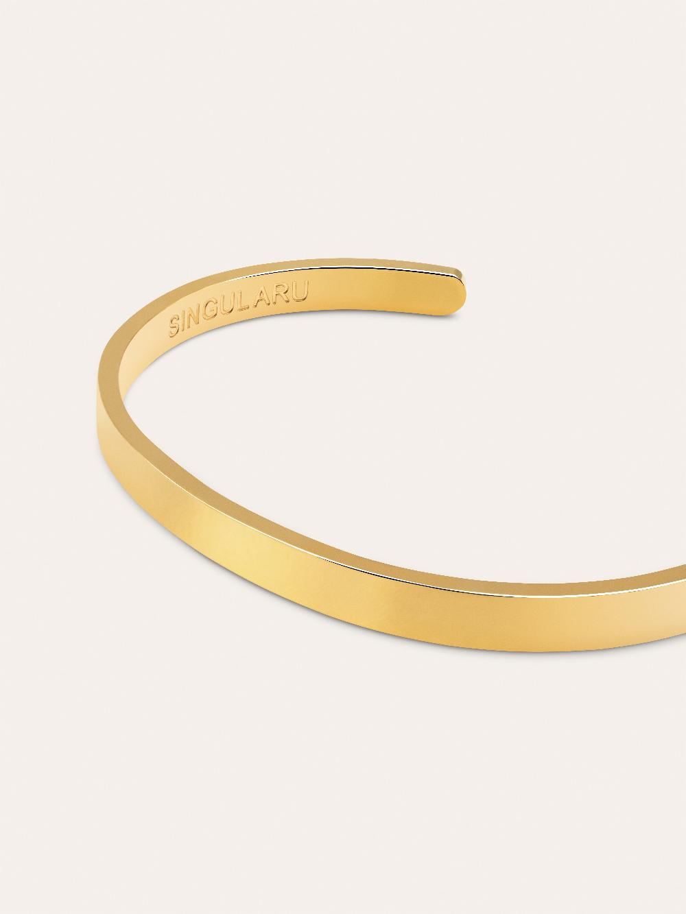 Singularu Brazalete Plate Acero Baño Oro