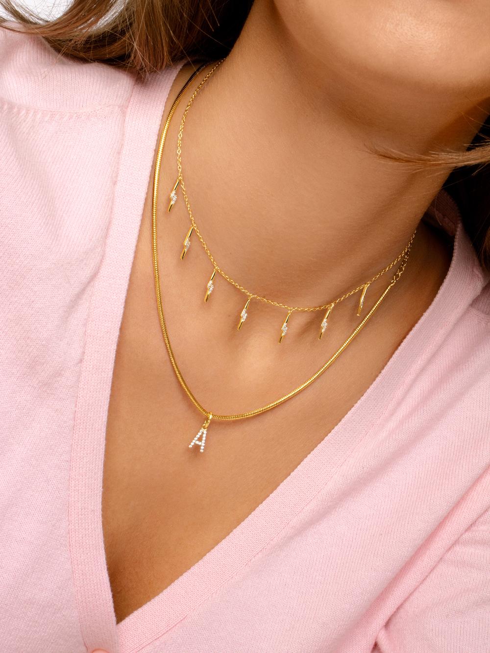 Singularu Charm Letter Spark Plata Baño Oro