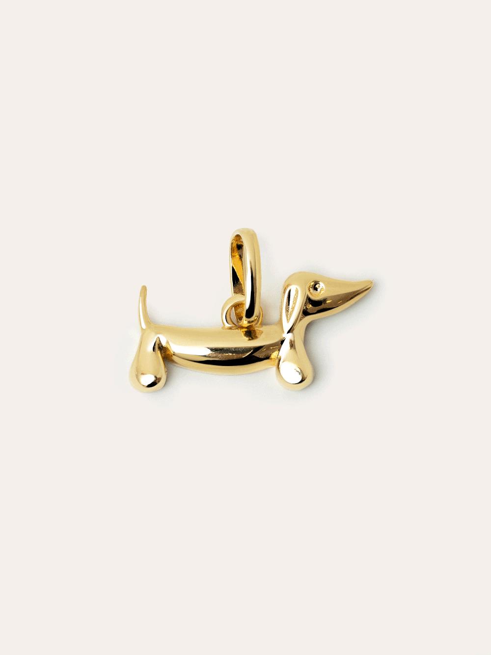 singularu Charm Perro Teckel Enamel Black Baño Oro