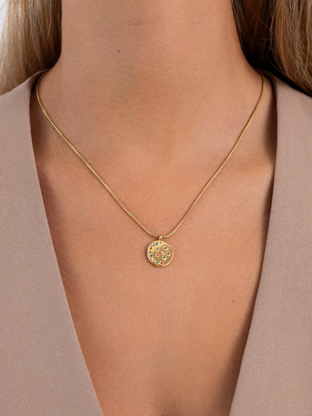 Singularu Collar Bling Rainbow Acero Baño Oro