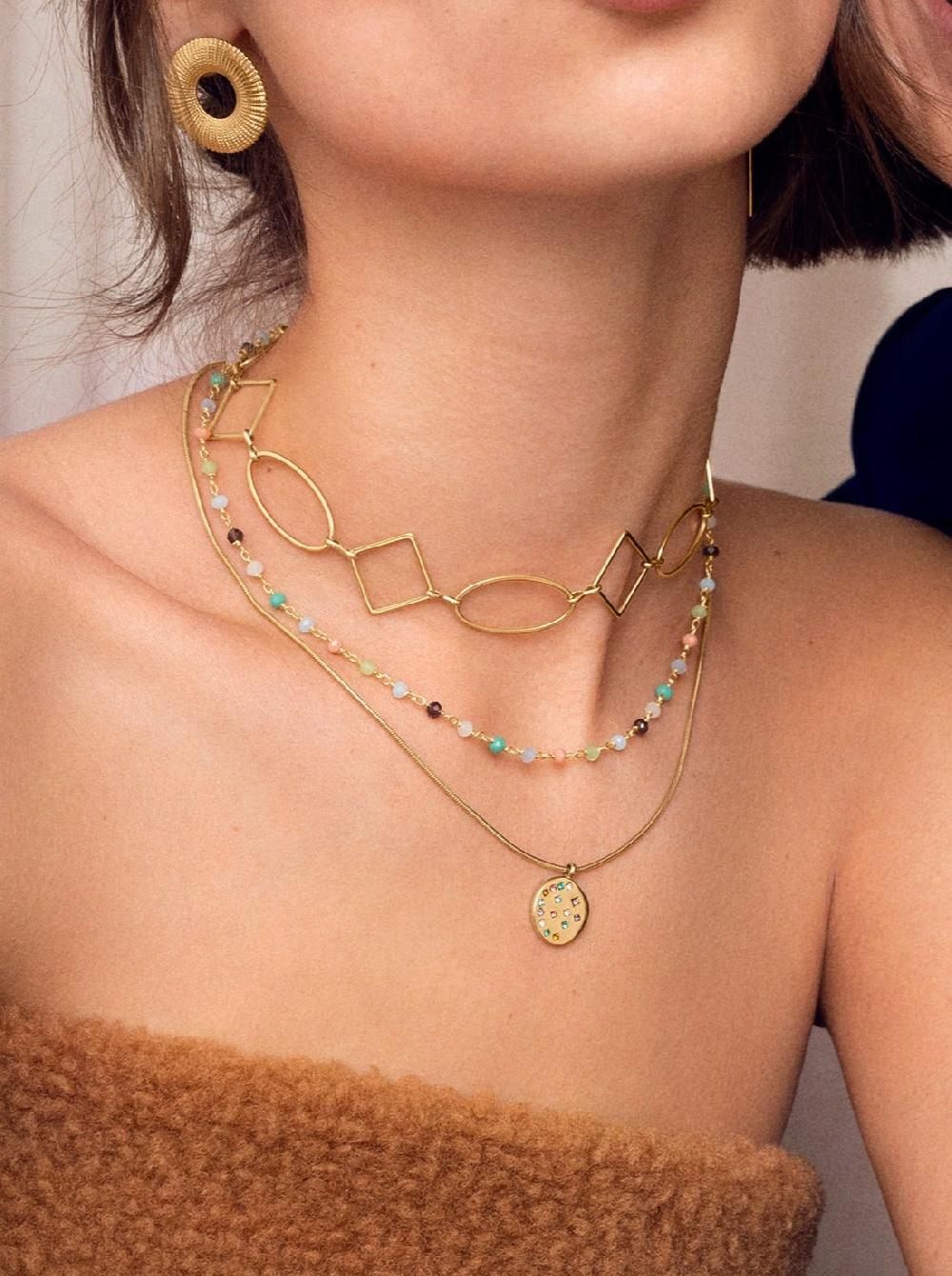 Singularu Collar Bling Rainbow Acero Baño Oro