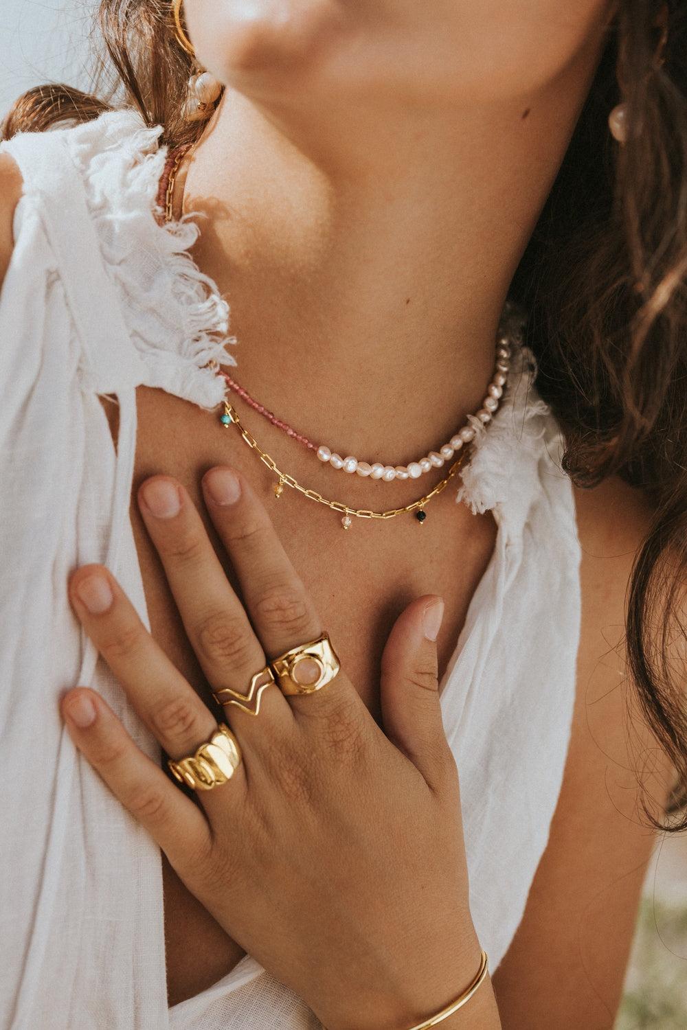 Singularu Collar Chic Colors Plata Baño Oro