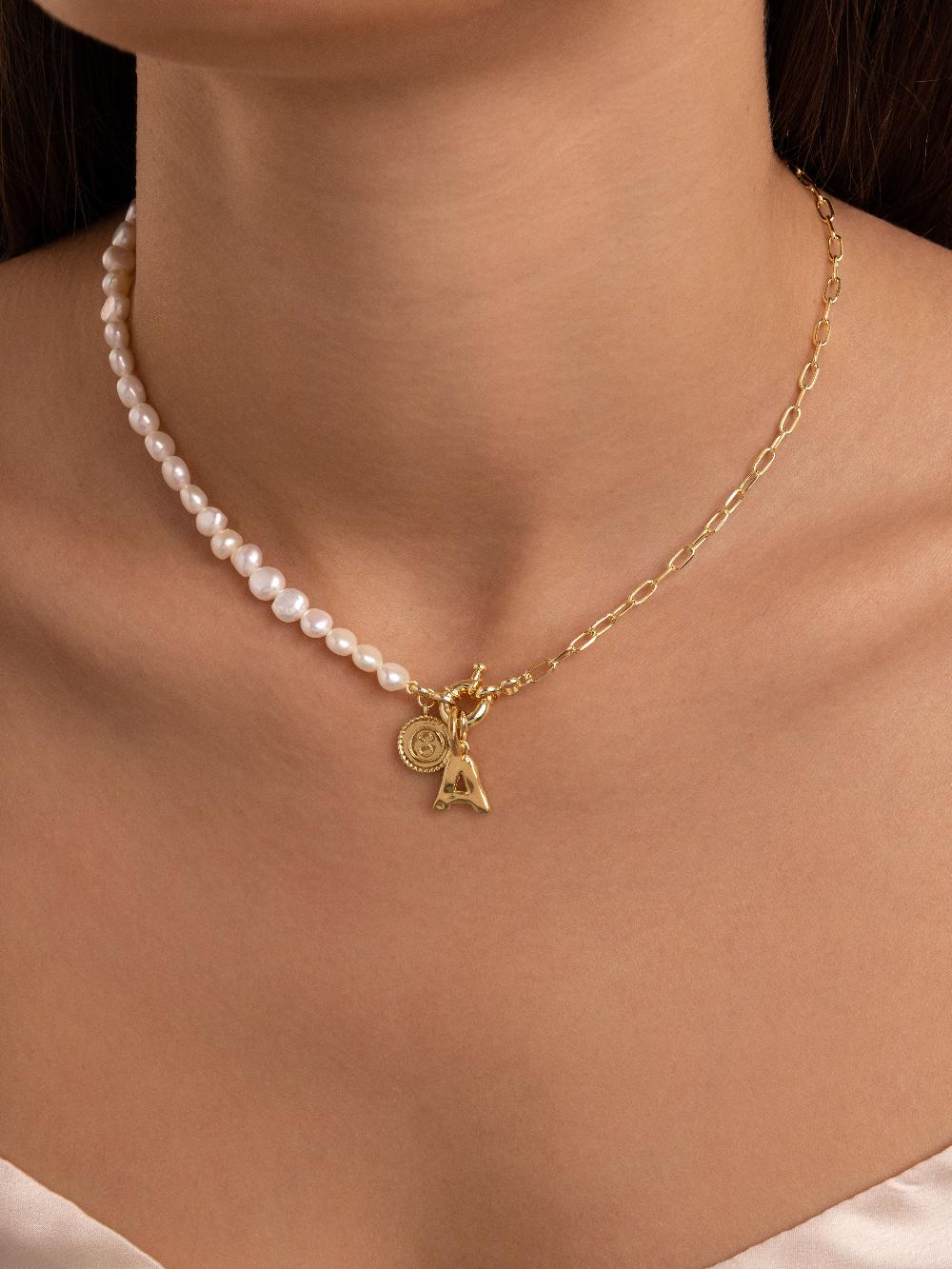 Singularu Collar Chic Pearl Acero Baño Oro