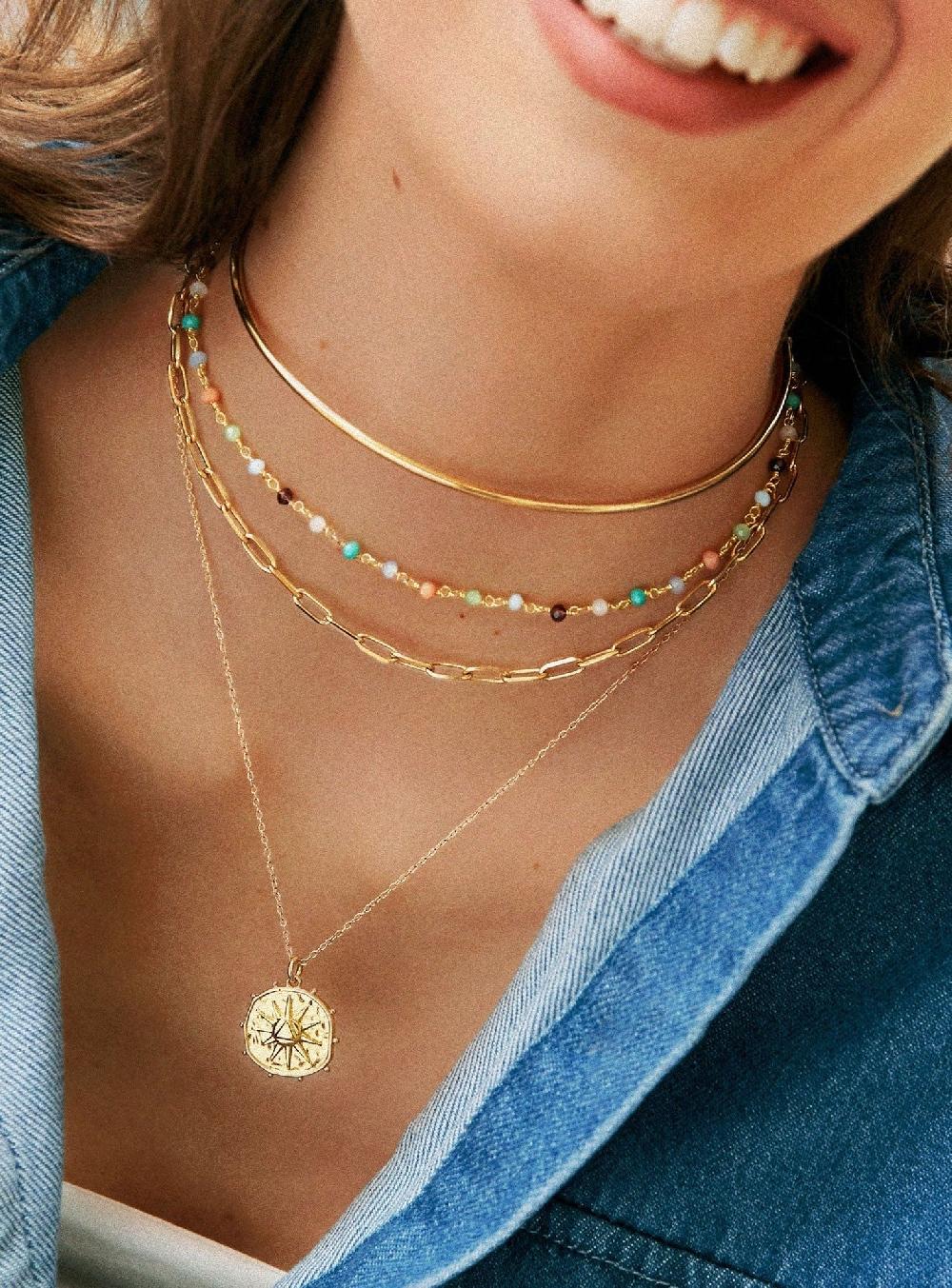 Singularu Collar Crystals Colors Plata Baño Oro