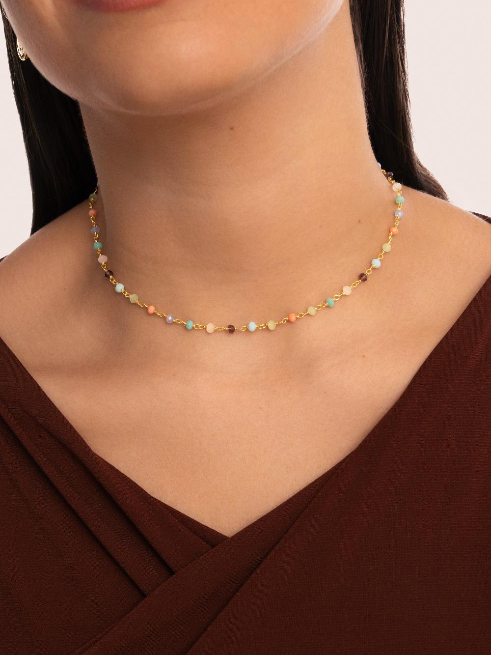 Singularu Collar Crystals Colors Plata Baño Oro