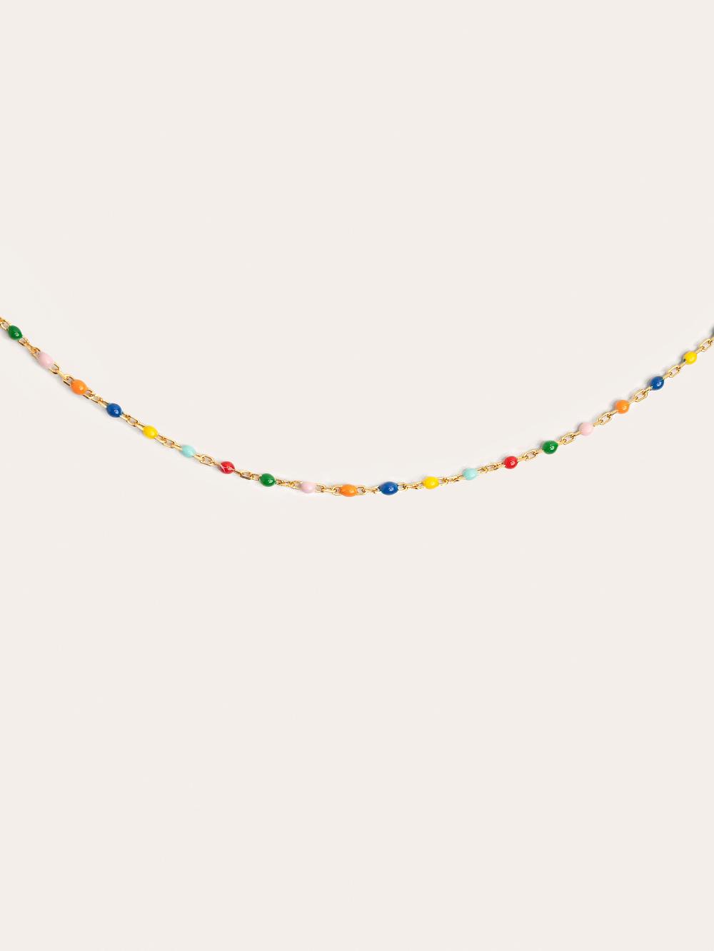 singularu Collar Dots Colors Enamel Plata Baño Oro