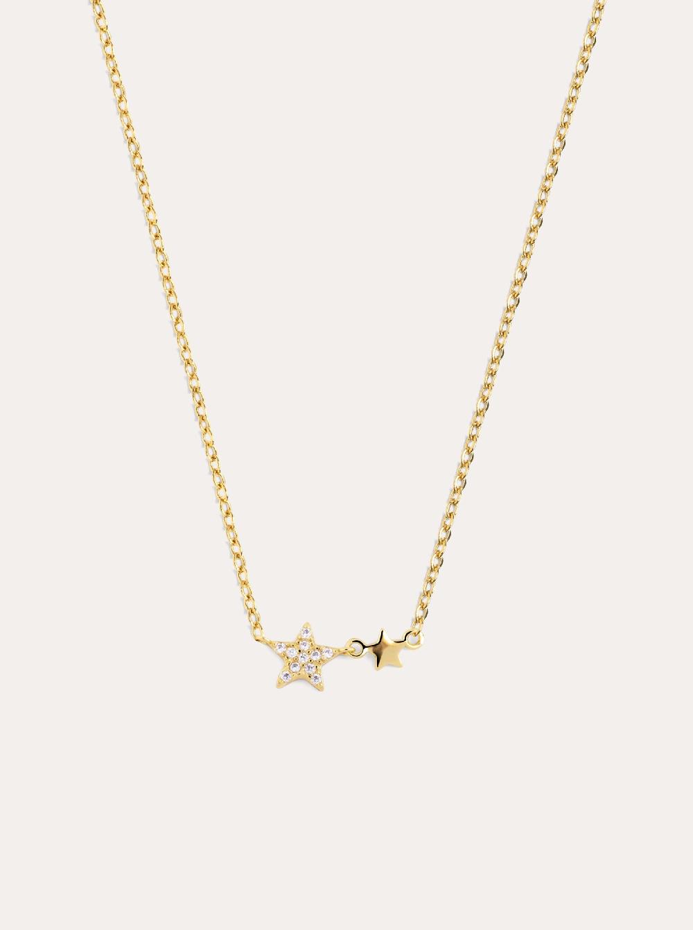 singularu Collar Duo Stars Plata Baño Oro