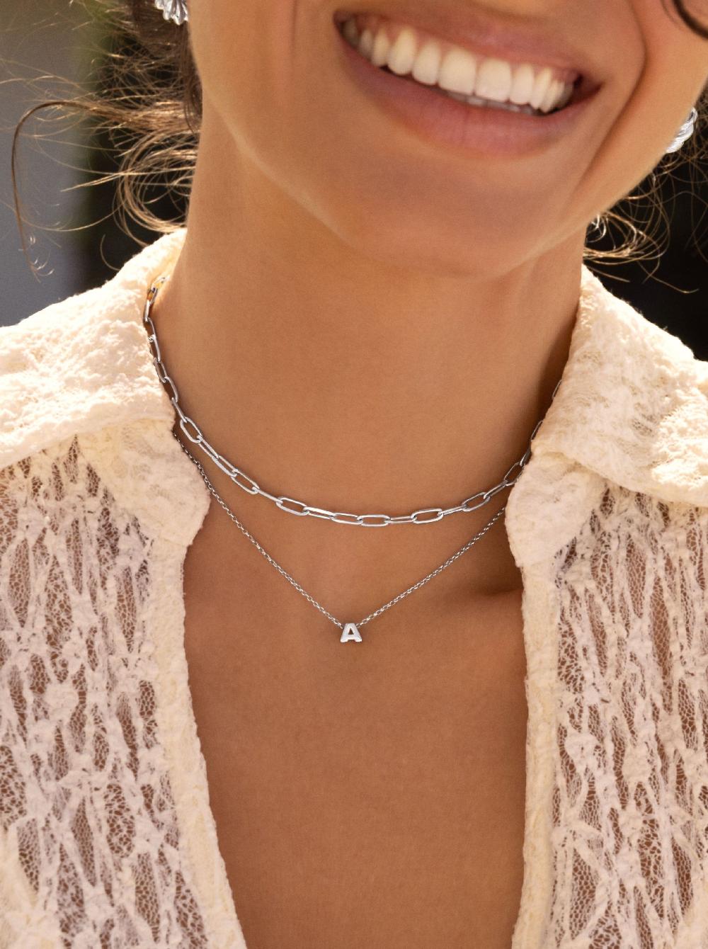 Singularu Collar Personalizado Single Letter Plata