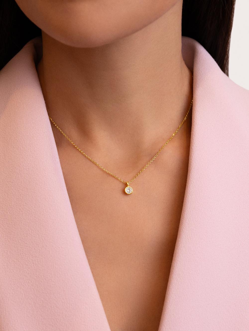 Singularu Collar Single Spark Plata Baño Oro