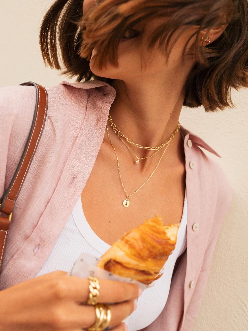 Singularu Collar Single Spark Plata Baño Oro