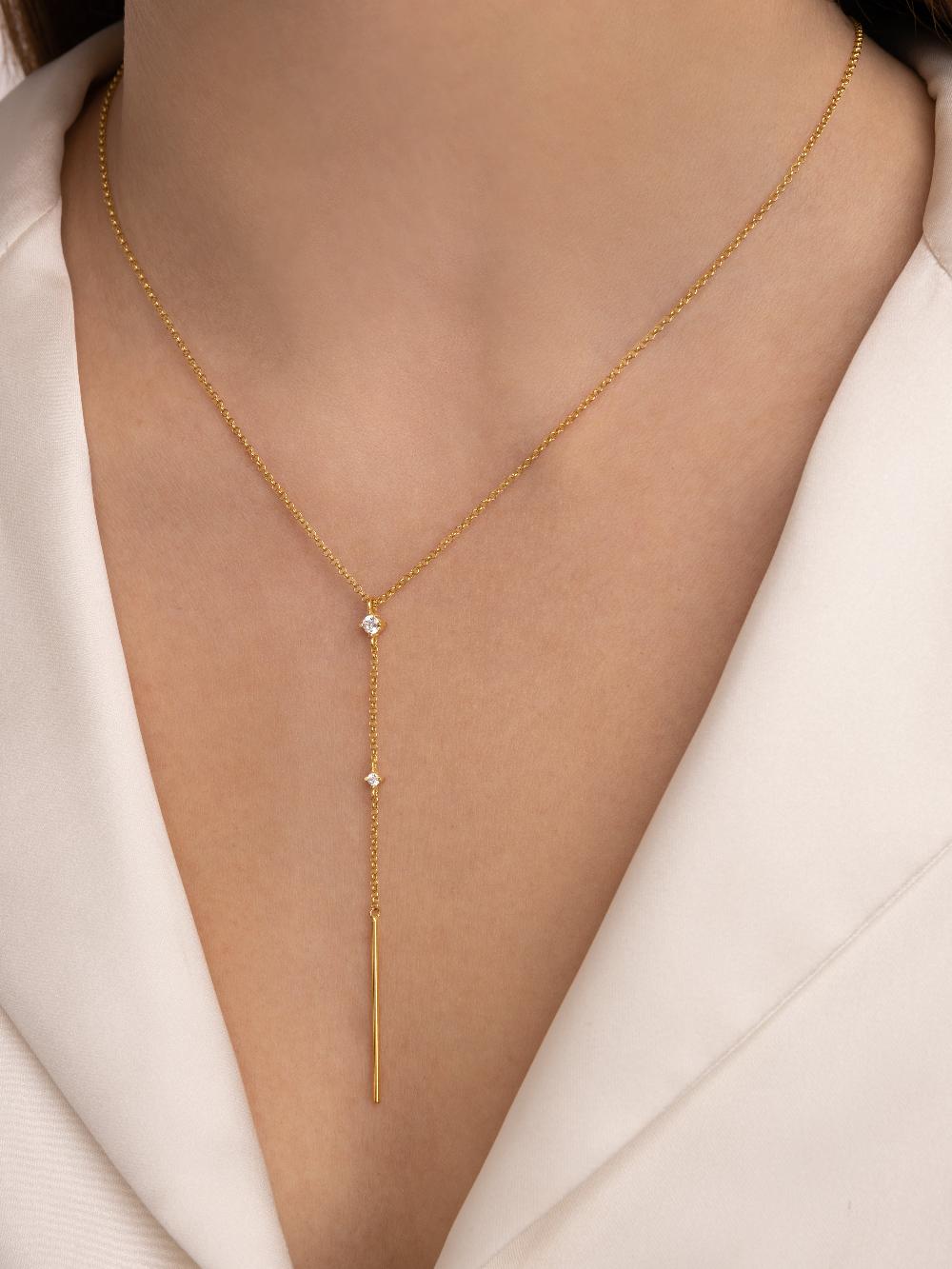 Singularu Collar Y Sparks Stick Plata Baño Oro