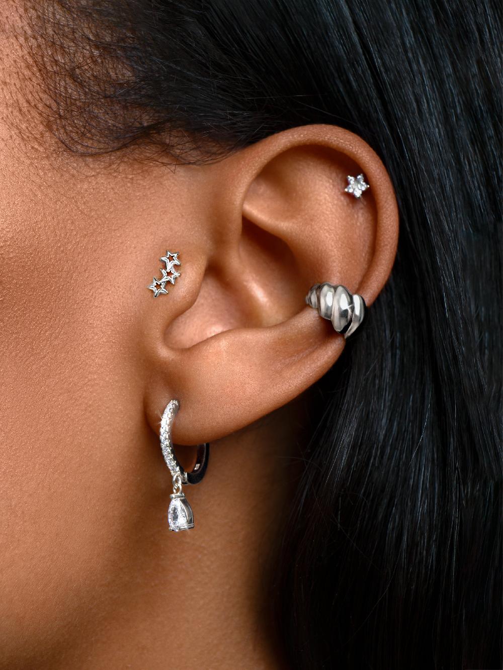 Singularu Pendiente Suelto 3 Star Plata