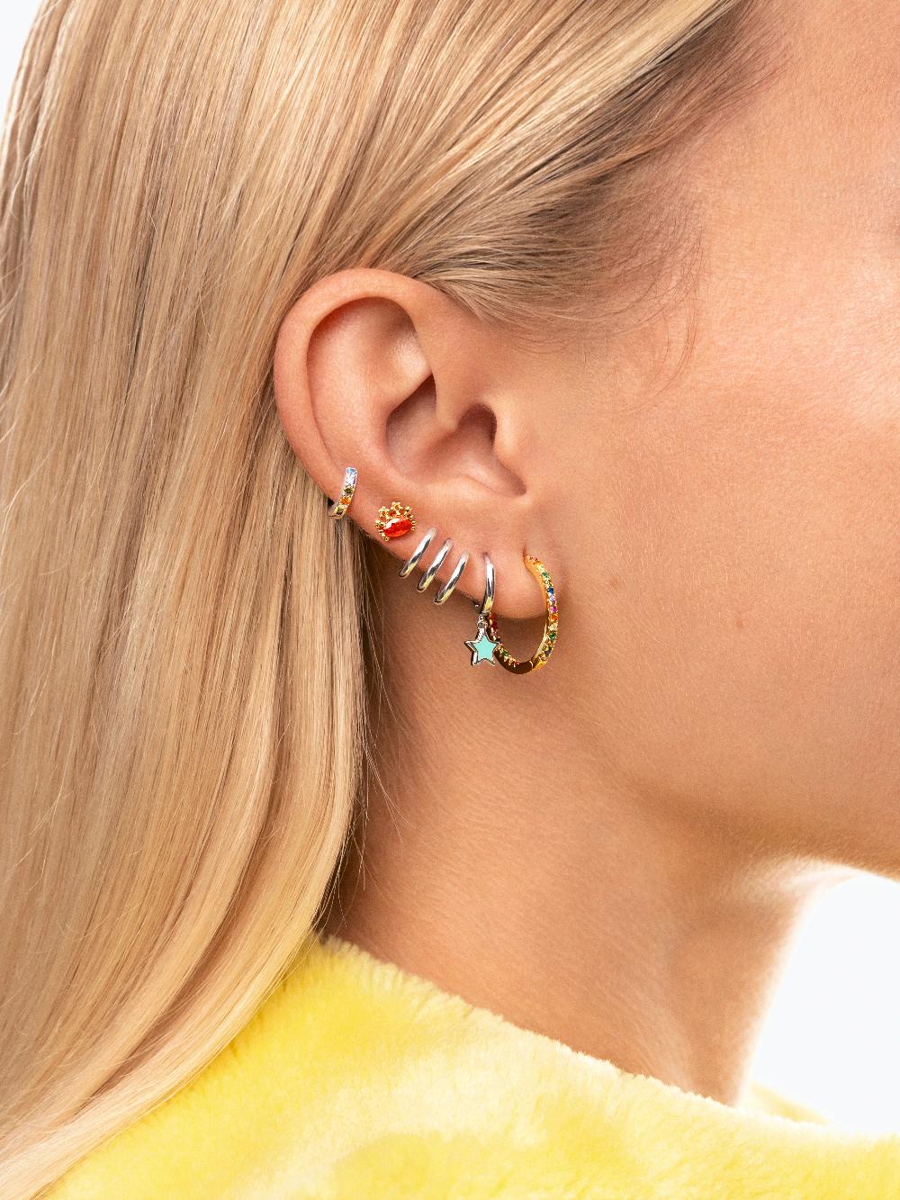 Singularu Pendiente Suelto Aro Cleo S Colors Plata