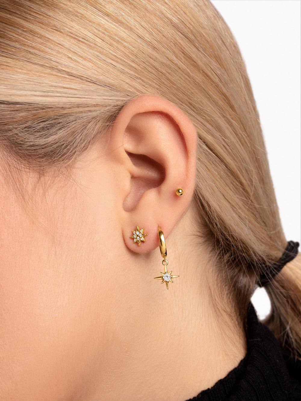 Singularu Pendiente Suelto Dots 3mm Plata Baño Oro