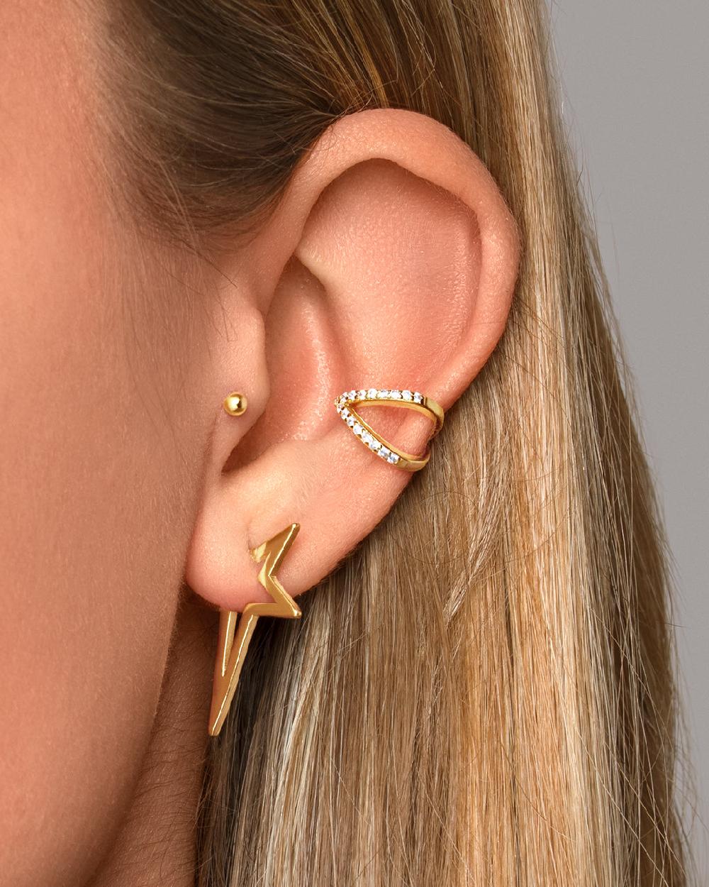 Singularu Pendiente Suelto Dots 3mm Plata Baño Oro